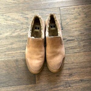 Frye fur-lined suede slip on shoes